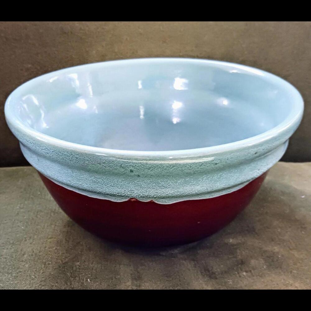 Vintage Red Wing Pottery PROVINCIAL OOMPH 8" Mixing‎ Serving Bowl in Green Brown